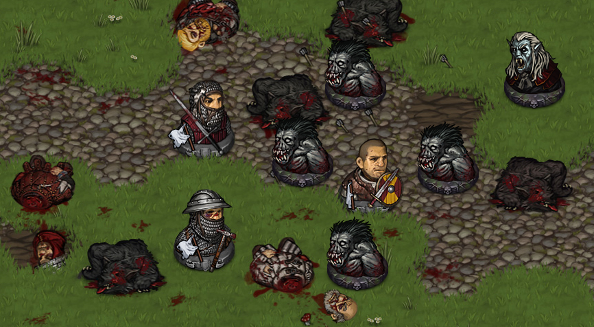 Battle Brothers beeing in different states of morale after a heavy fight in turn based strategy game Battle Brothers.