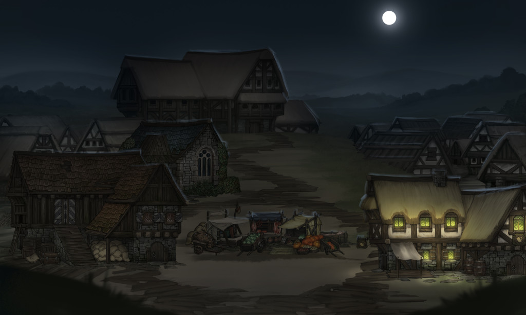 city nighttime grasslands tavern